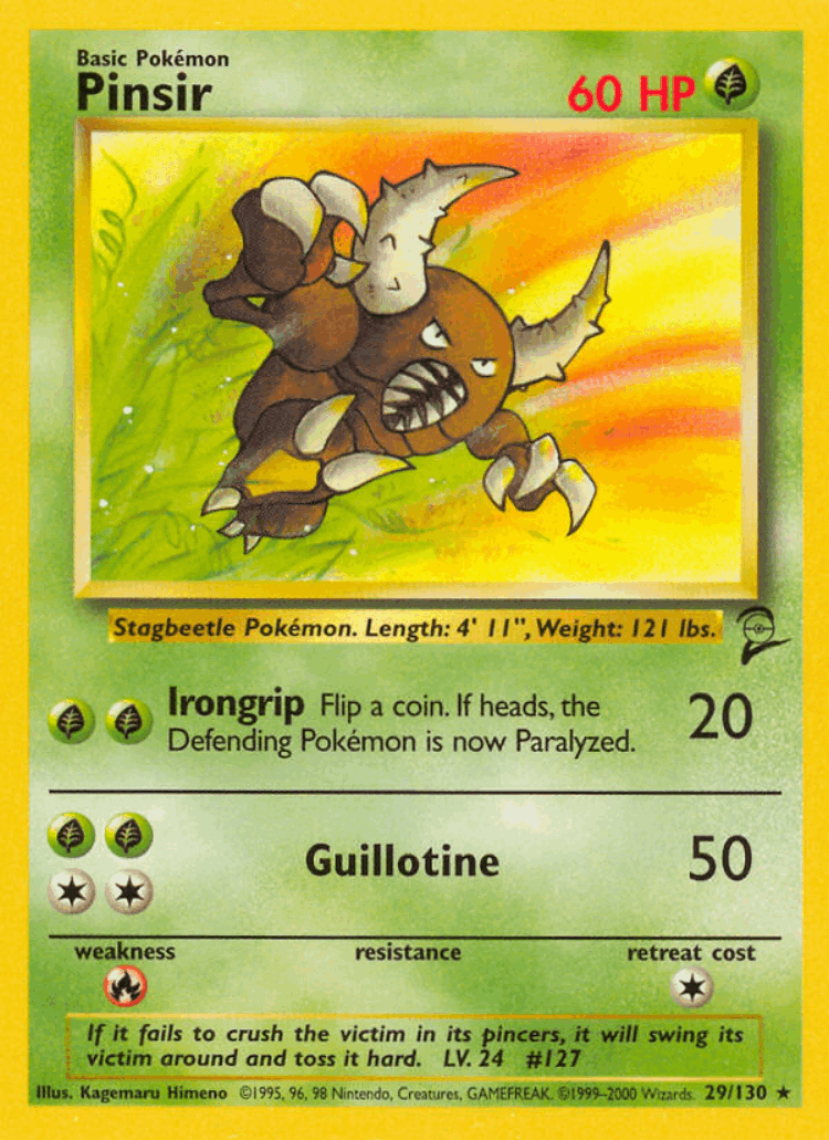 Pinsir #29 from Base Set 2 - Rare - Illustrated by Kagemaru Himeno