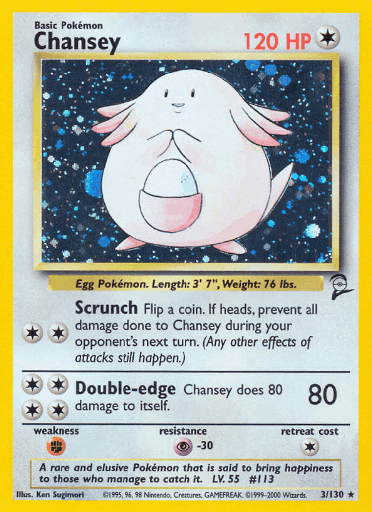 Chansey #3 from Base Set 2 - Rare Holo - Illustrated by Ken Sugimori