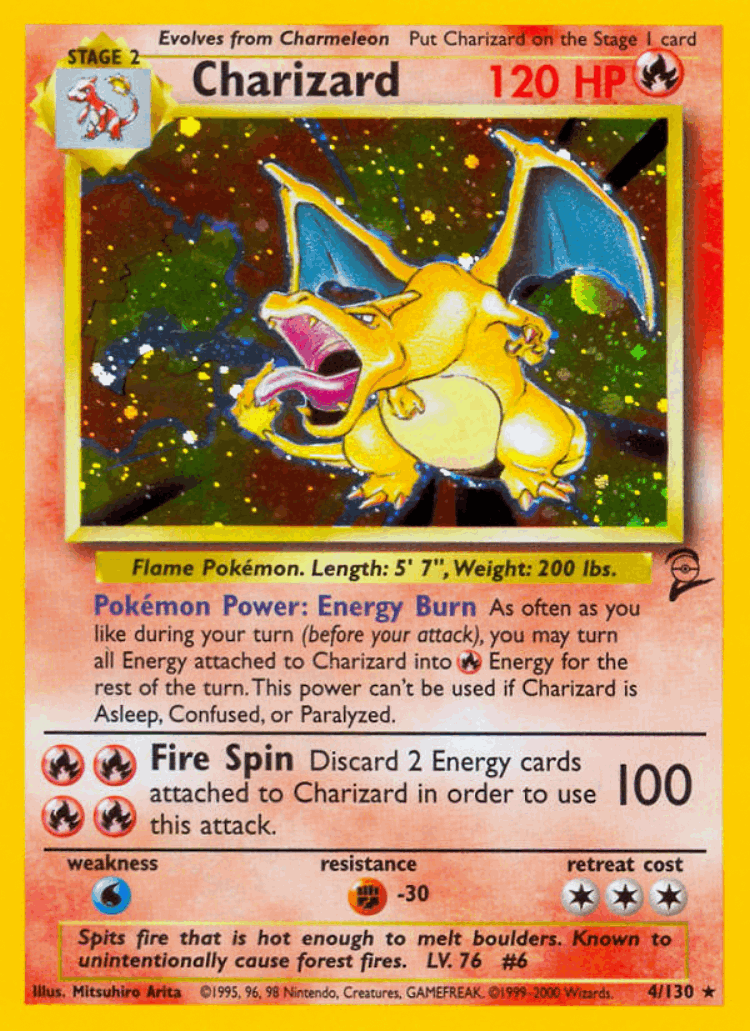 Charizard #4 from Base Set 2 - Rare Holo - Illustrated by Mitsuhiro Arita