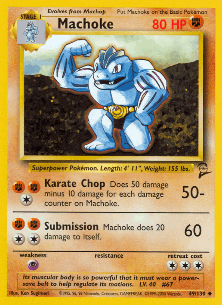 Machoke #49 from Base Set 2 - Uncommon - Illustrated by Ken Sugimori