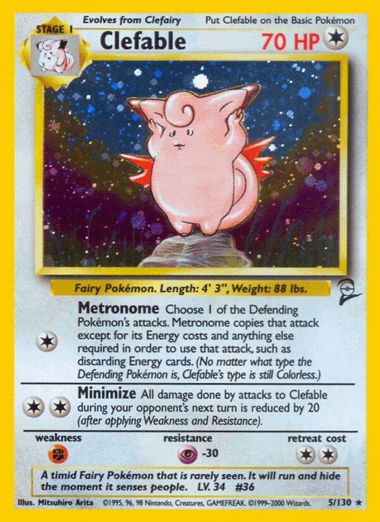 Clefable #5 from Base Set 2 - Rare Holo - Illustrated by Mitsuhiro Arita
