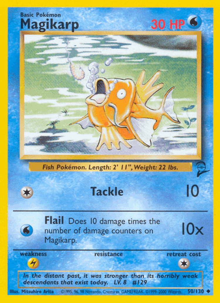 Magikarp #50 from Base Set 2 - Uncommon - Illustrated by Mitsuhiro Arita