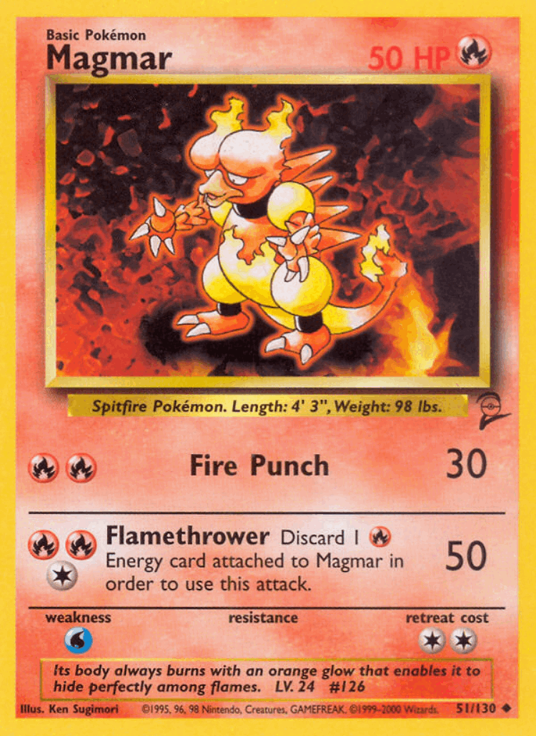 Magmar #51 from Base Set 2 - Uncommon - Illustrated by Ken Sugimori