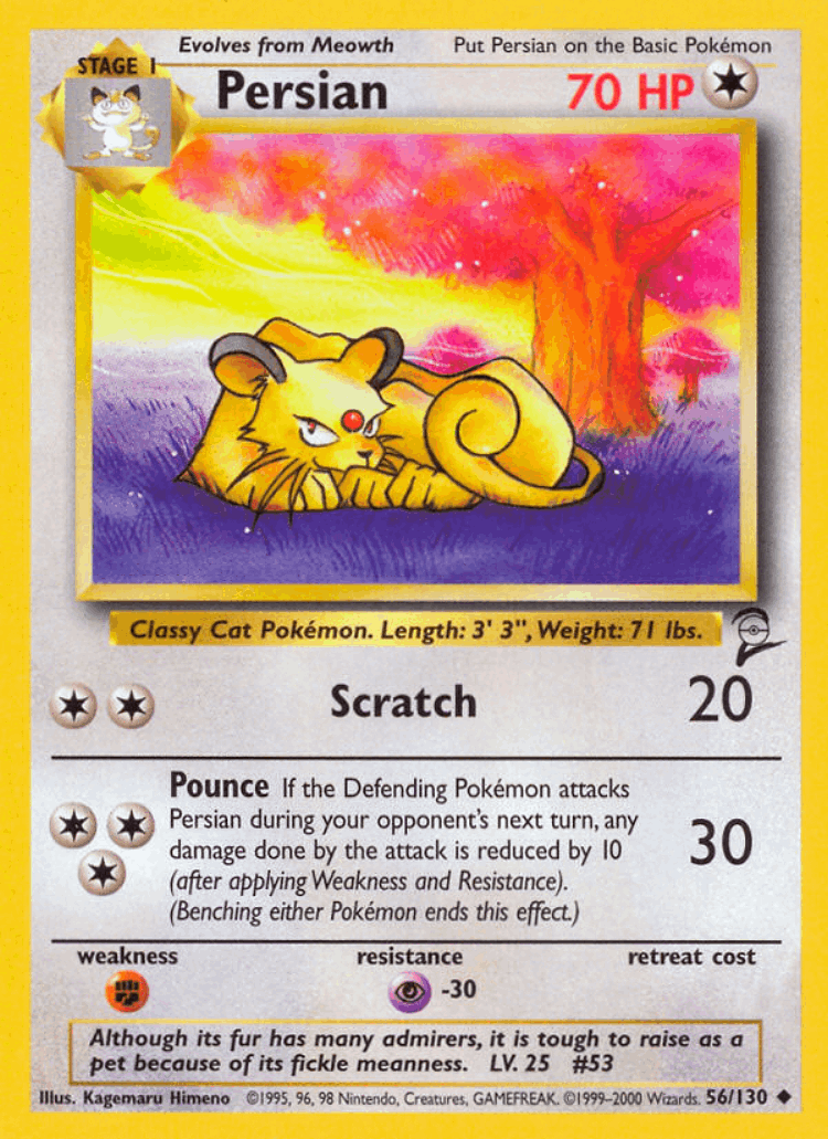 Persian #56 from Base Set 2 - Uncommon - Illustrated by Kagemaru Himeno