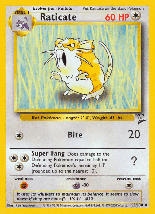 Raticate 58, Base Set 2