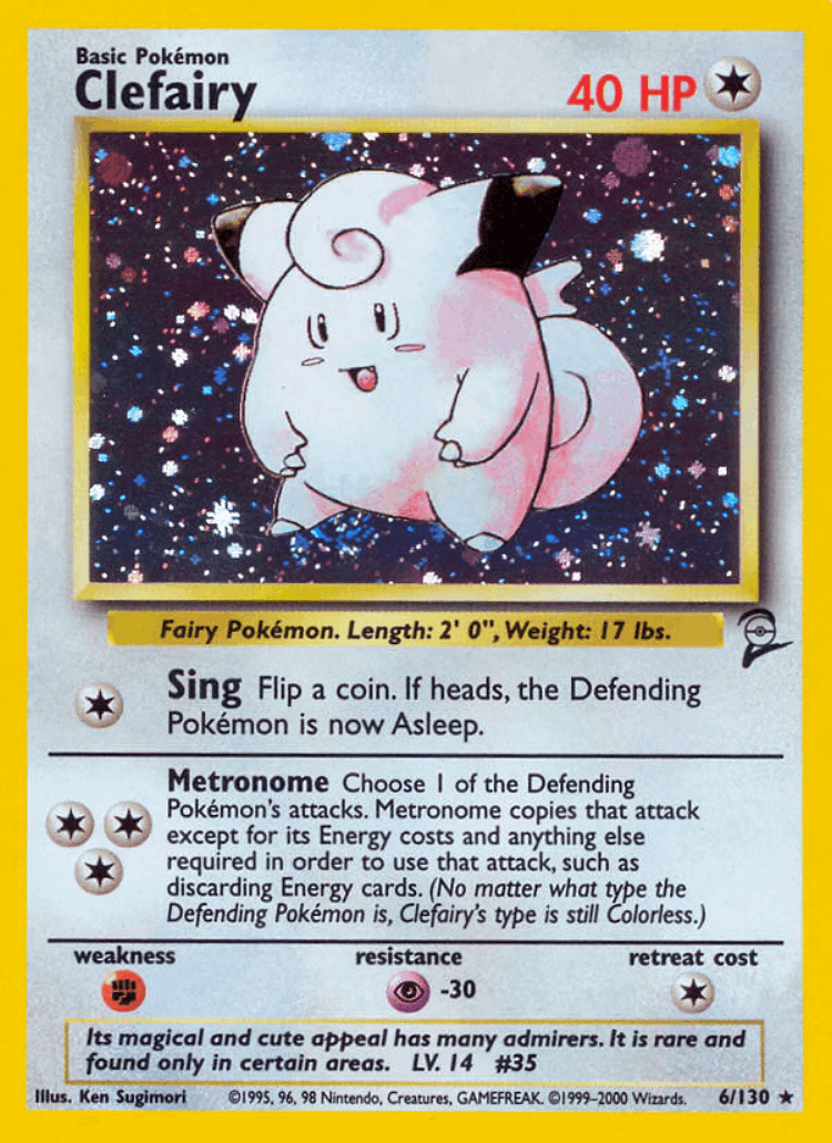 Clefairy #6 from Base Set 2 - Rare Holo - Illustrated by Ken Sugimori