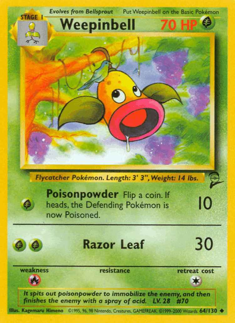 Weepinbell #64 from Base Set 2 - Uncommon - Illustrated by Kagemaru Himeno