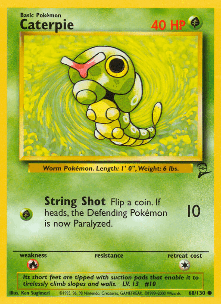 Caterpie #68 from Base Set 2 - Common - Illustrated by Ken Sugimori