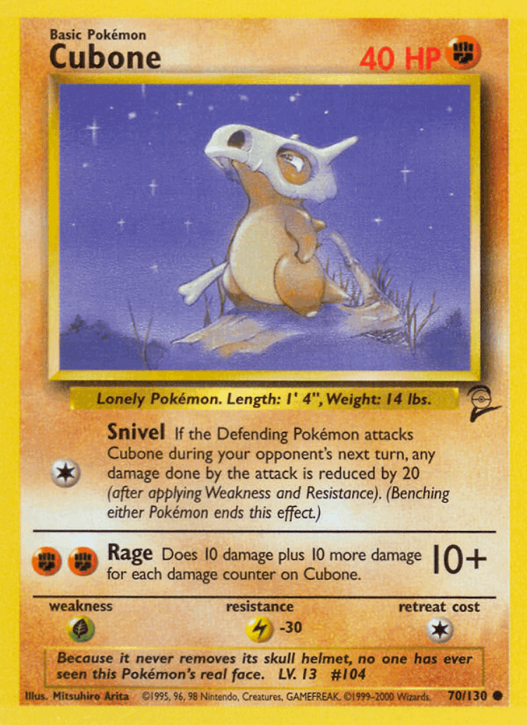 Cubone #70 from Base Set 2 - Common - Illustrated by Mitsuhiro Arita