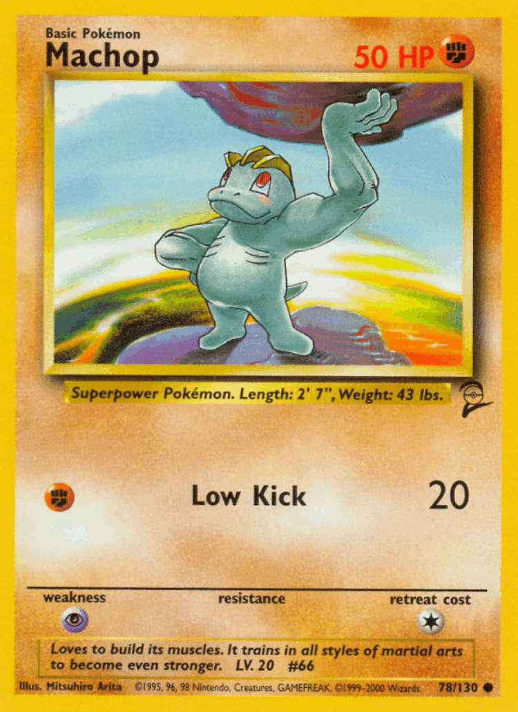 Machop #78 from Base Set 2 - Common - Illustrated by Mitsuhiro Arita
