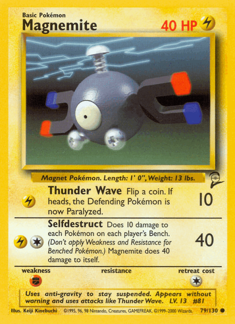 Magnemite #79 from Base Set 2 - Common - Illustrated by Keiji Kinebuchi