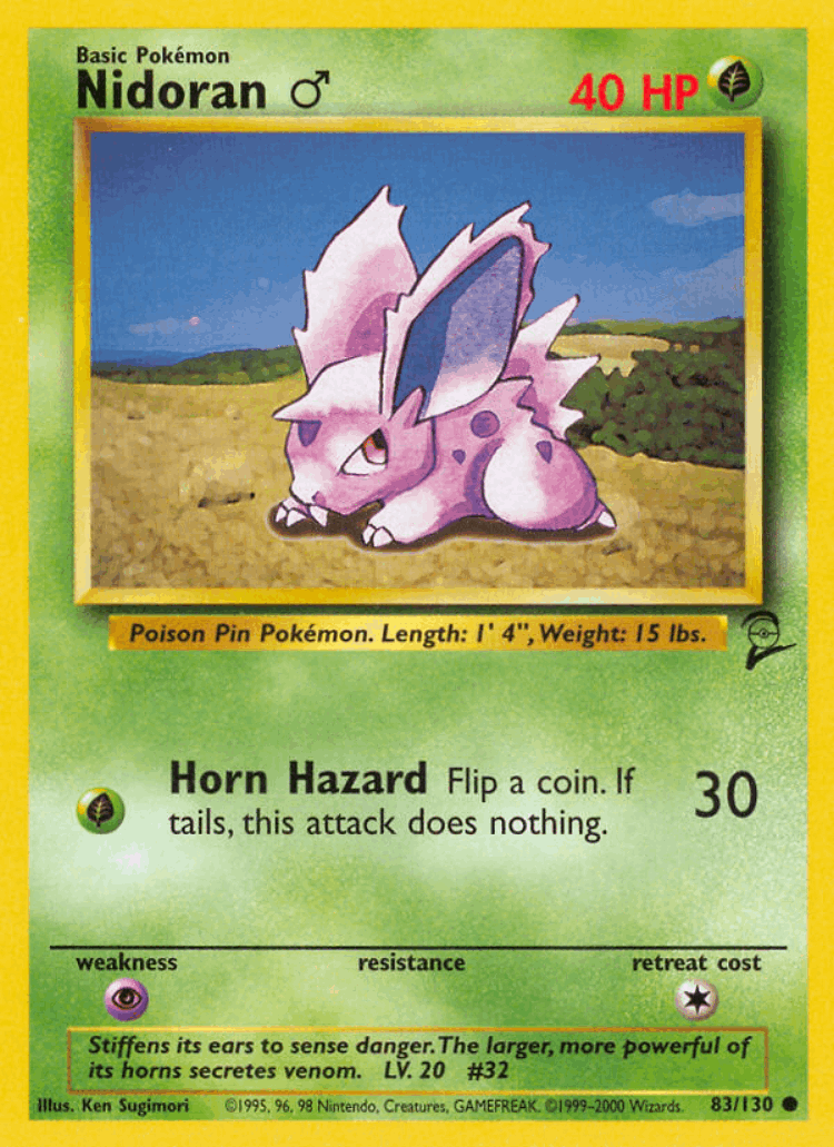 Nidoran ♂ #83 from Base Set 2 - Common - Illustrated by Ken Sugimori
