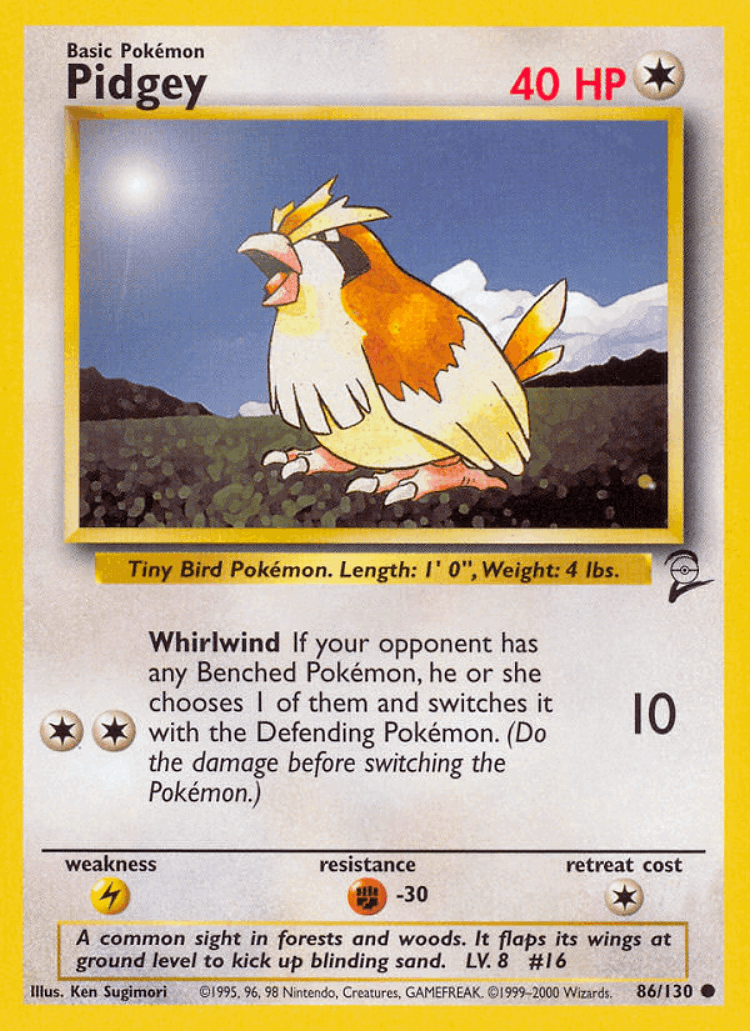 Pidgey #86 from Base Set 2 - Common - Illustrated by Ken Sugimori