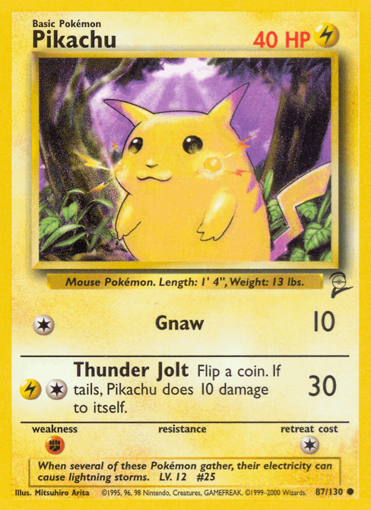 Pikachu #87 from Base Set 2 - Common - Illustrated by Mitsuhiro Arita