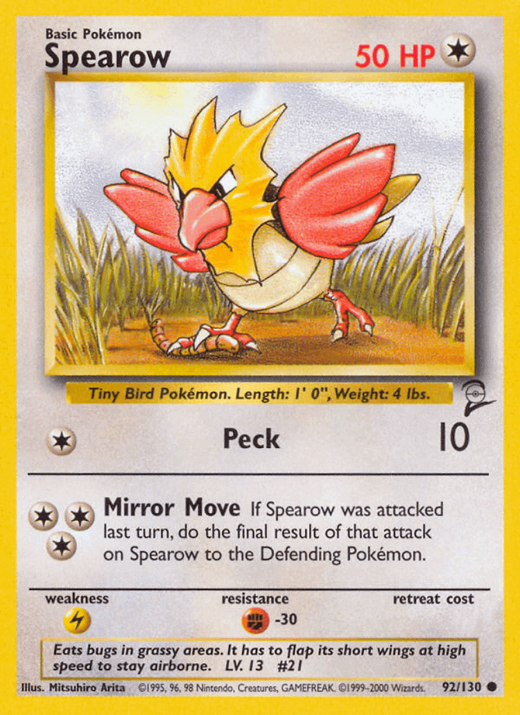 Spearow #92 from Base Set 2 - Common - Illustrated by Mitsuhiro Arita