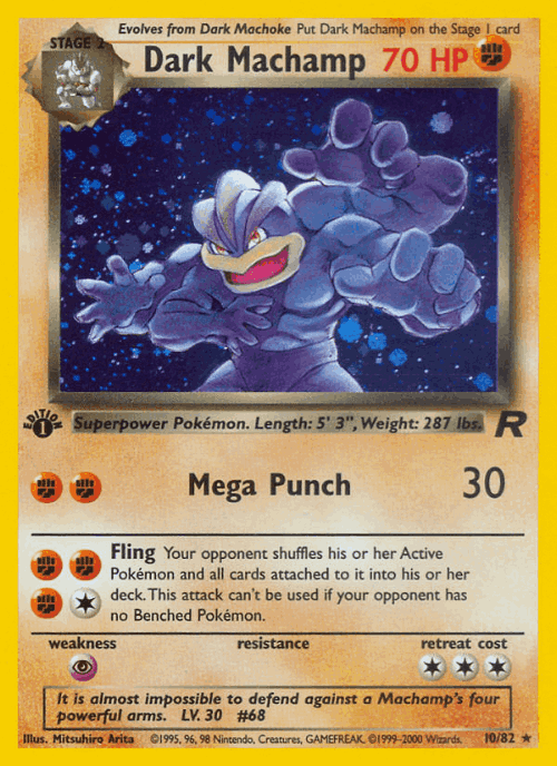 Dark Machamp #10 from Team Rocket - Rare Holo - Illustrated by Mitsuhiro Arita