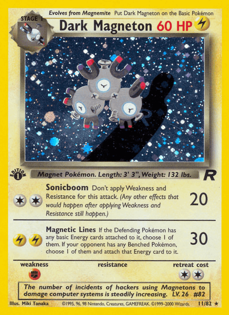 Dark Magneton #11 from Team Rocket - Rare Holo - Illustrated by Miki Tanaka
