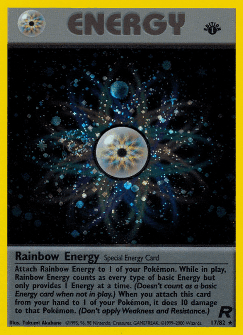 Rainbow Energy #17 from Team Rocket - Rare Holo - Illustrated by Takumi Akabane