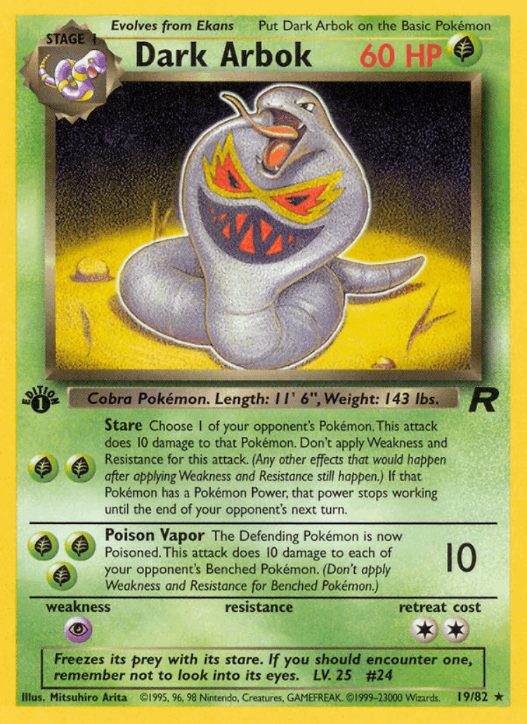 Dark Arbok #19 from Team Rocket - Rare - Illustrated by Mitsuhiro Arita