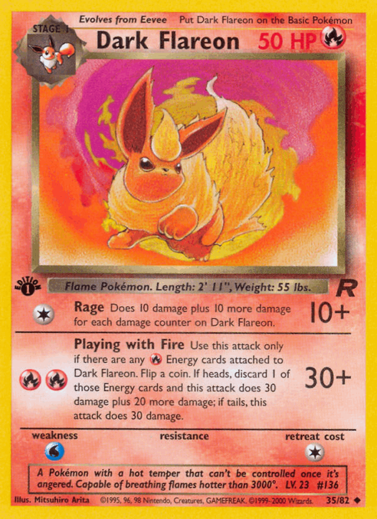 Dark Flareon #35 from Team Rocket - Uncommon - Illustrated by Mitsuhiro Arita