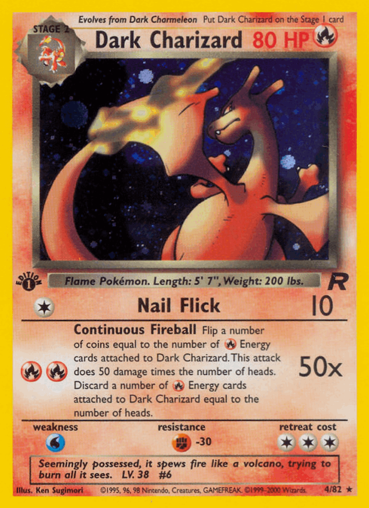 Dark Charizard #4 from Team Rocket - Rare Holo - Illustrated by Ken Sugimori