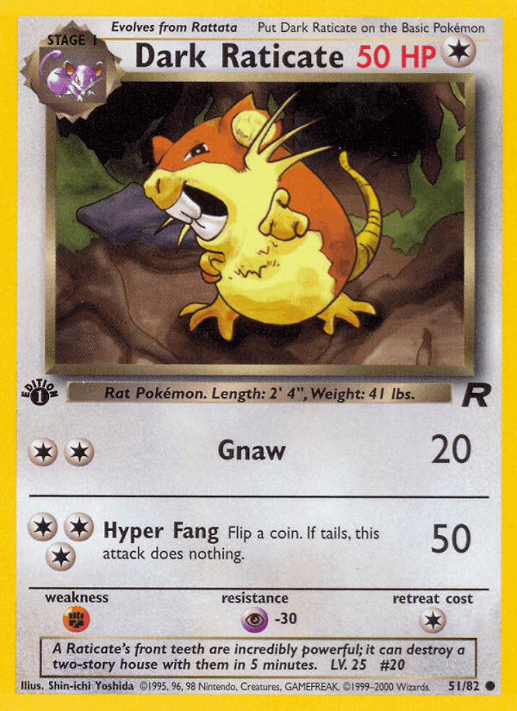 Dark Raticate #51 from Team Rocket - Common - Illustrated by Shin-ichi Yoshida