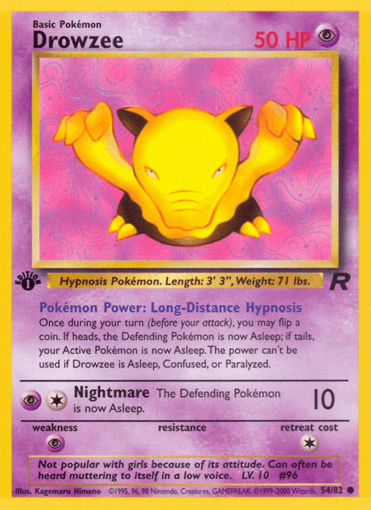 Drowzee #54 from Team Rocket - Common - Illustrated by Kagemaru Himeno
