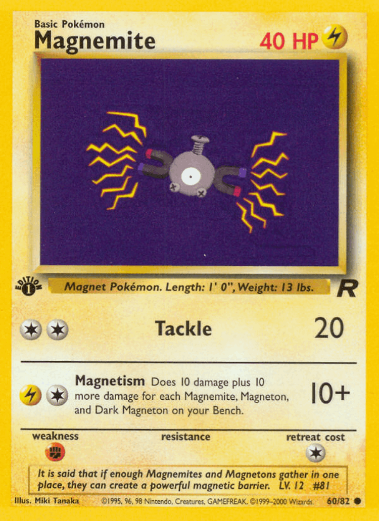 Magnemite #60 from Team Rocket - Common - Illustrated by Miki Tanaka