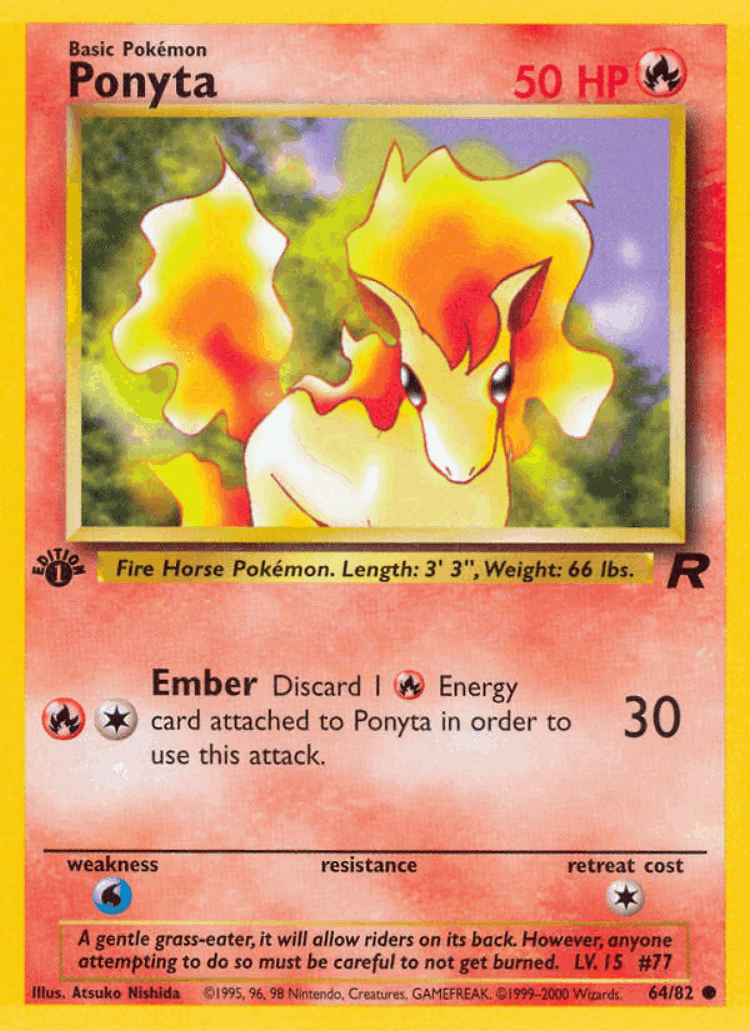 Ponyta #64 from Team Rocket - Common - Illustrated by Atsuko Nishida