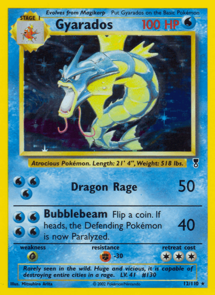 Gyarados #12 from Legendary Collection - Rare Holo - Illustrated by Mitsuhiro Arita