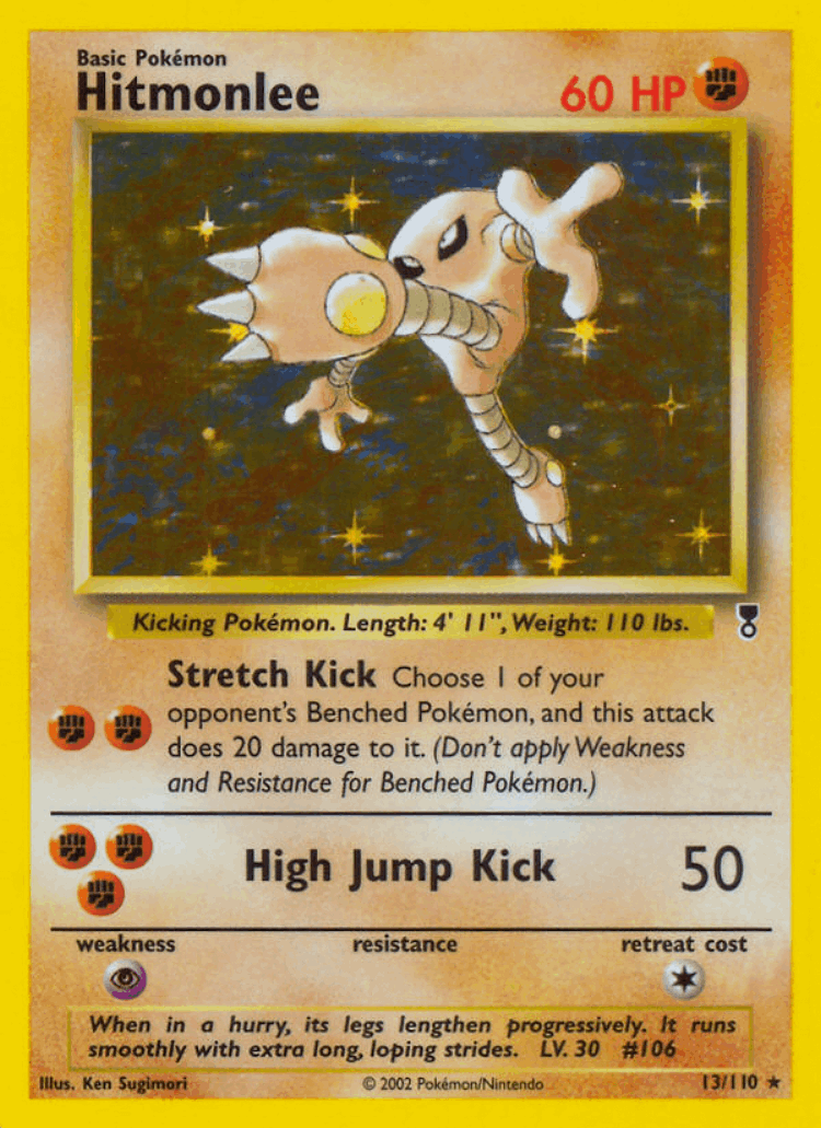 Hitmonlee #13 from Legendary Collection - Rare Holo - Illustrated by Ken Sugimori