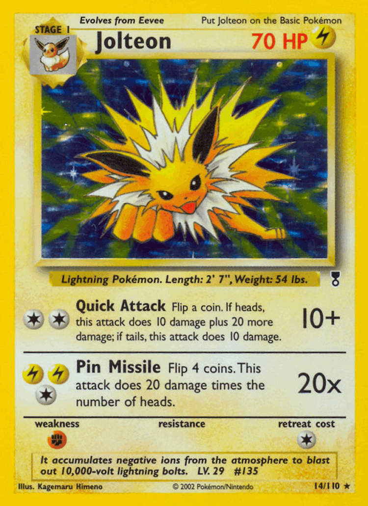 Jolteon #14 from Legendary Collection - Rare Holo - Illustrated by Kagemaru Himeno