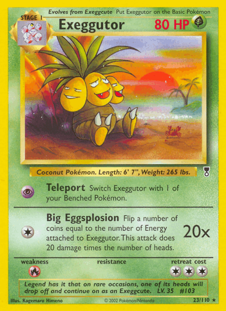 Exeggutor #23 from Legendary Collection - Rare - Illustrated by Kagemaru Himeno