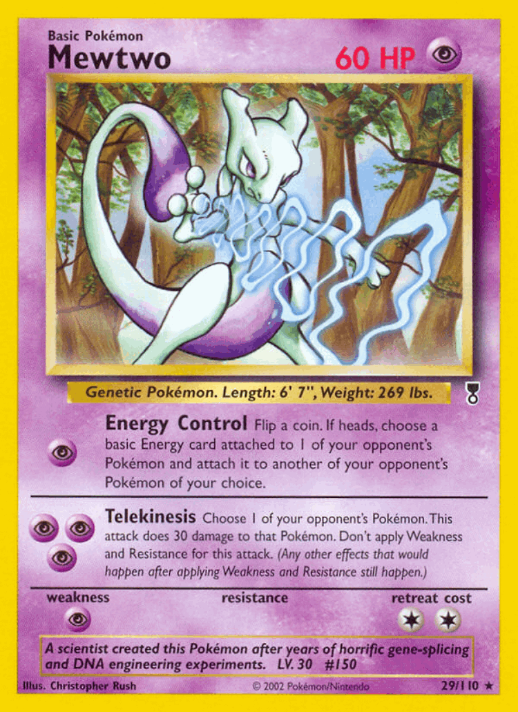 Mewtwo #29 from Legendary Collection - Rare - Illustrated by Christopher Rush