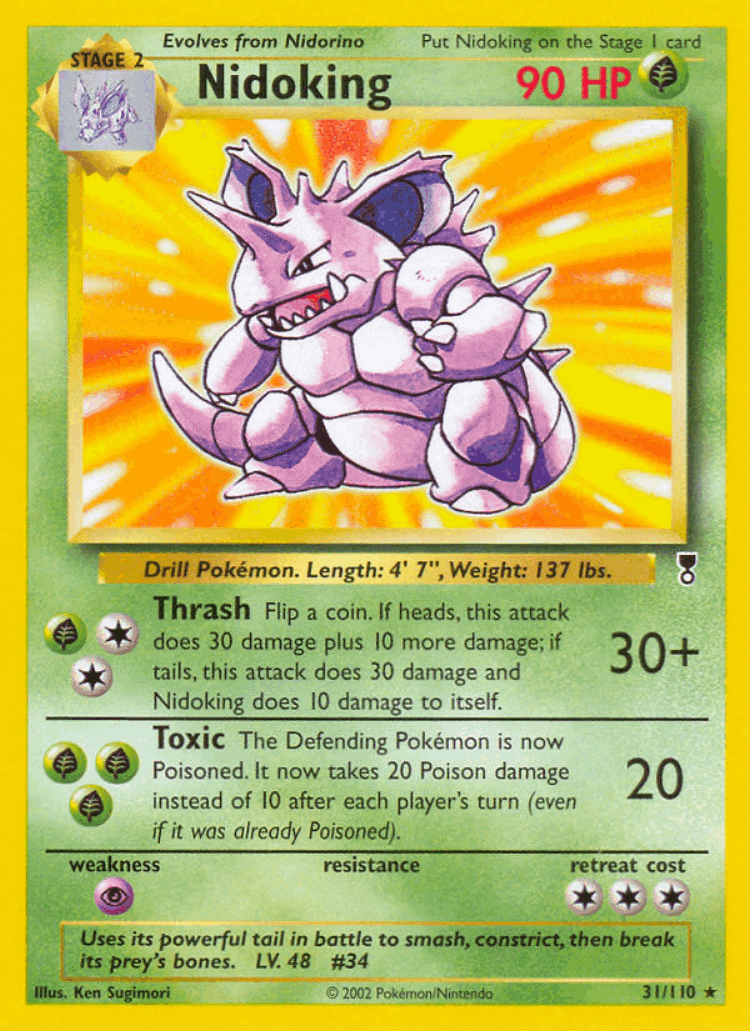 Nidoking #31 from Legendary Collection - Rare - Illustrated by Ken Sugimori