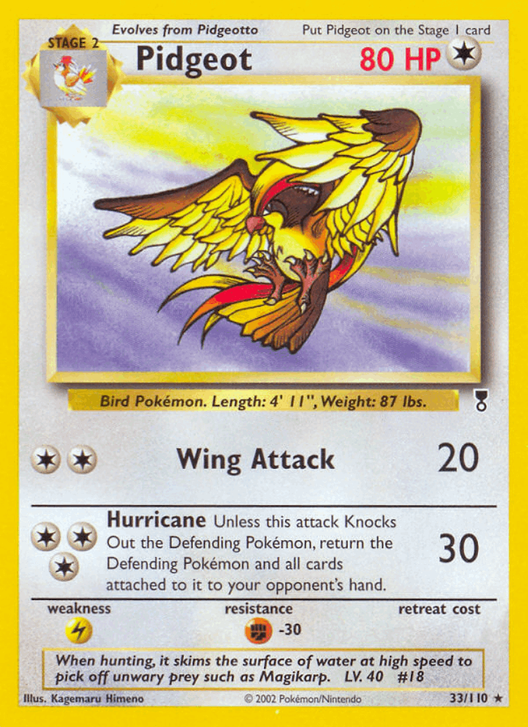 Pidgeot #33 from Legendary Collection - Rare - Illustrated by Kagemaru Himeno