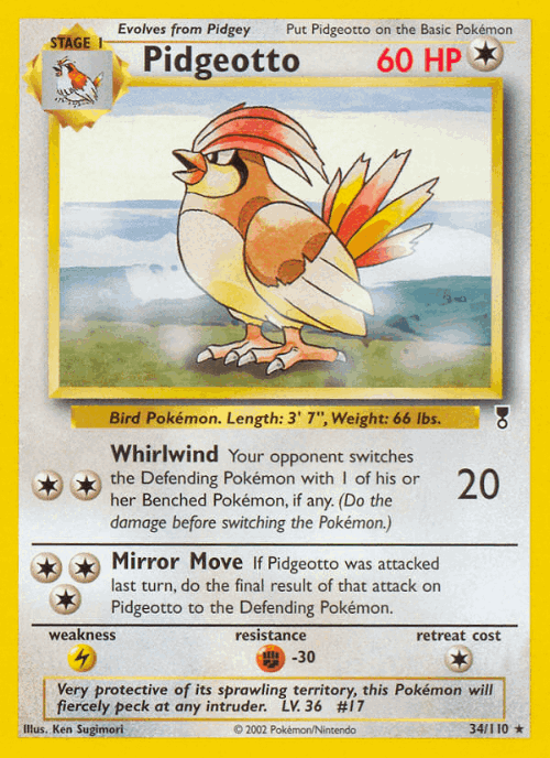 Pidgeotto 34, Legendary Collection