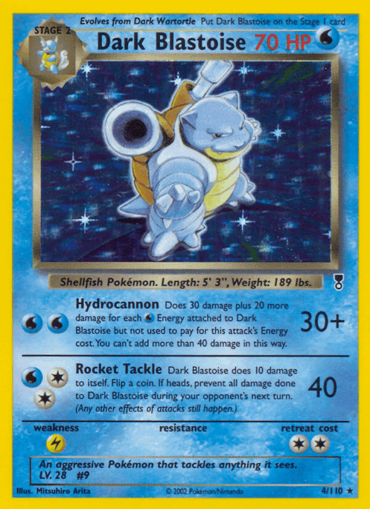 Dark Blastoise #4 from Legendary Collection - Rare Holo - Illustrated by Mitsuhiro Arita