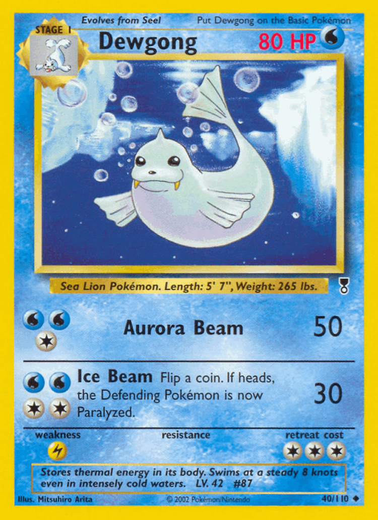 Dewgong #40 from Legendary Collection - Uncommon - Illustrated by Mitsuhiro Arita