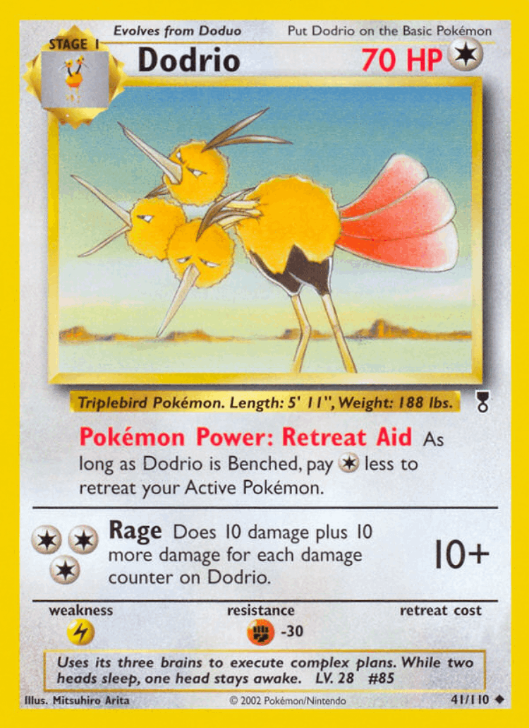 Dodrio #41 from Legendary Collection - Uncommon - Illustrated by Mitsuhiro Arita