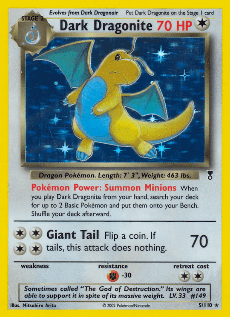 Dark Dragonite #5 from Legendary Collection - Rare Holo - Illustrated by Mitsuhiro Arita