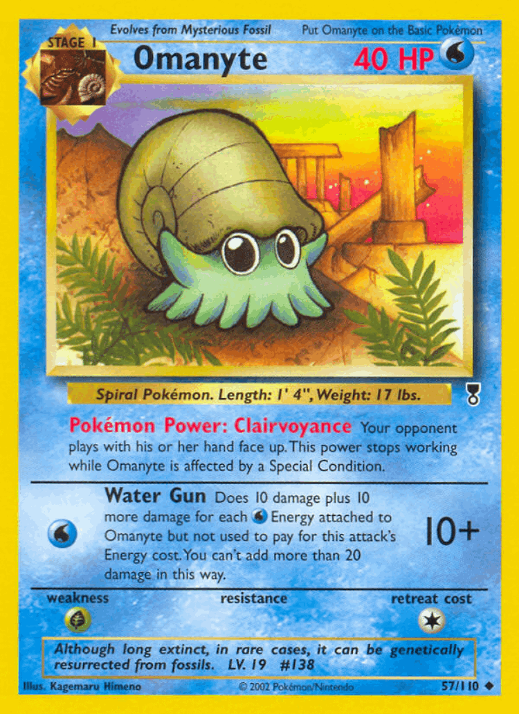Omanyte #57 from Legendary Collection - Uncommon - Illustrated by Kagemaru Himeno