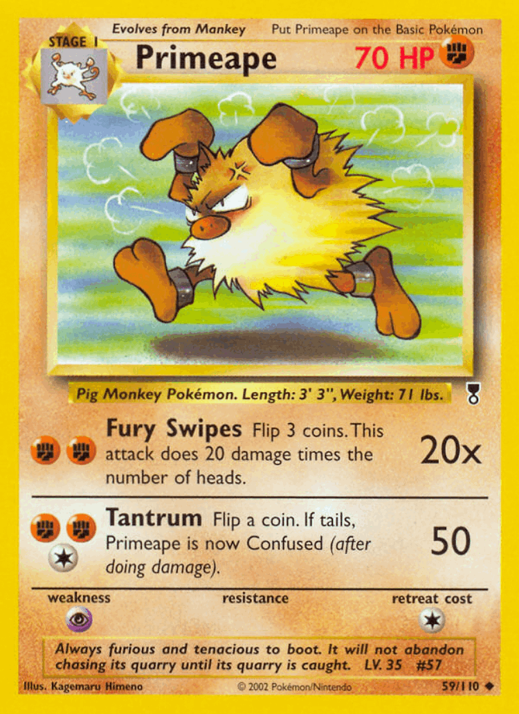 Primeape #59 from Legendary Collection - Uncommon - Illustrated by Kagemaru Himeno