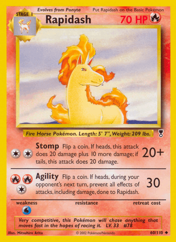 Rapidash #60 from Legendary Collection - Uncommon - Illustrated by Mitsuhiro Arita