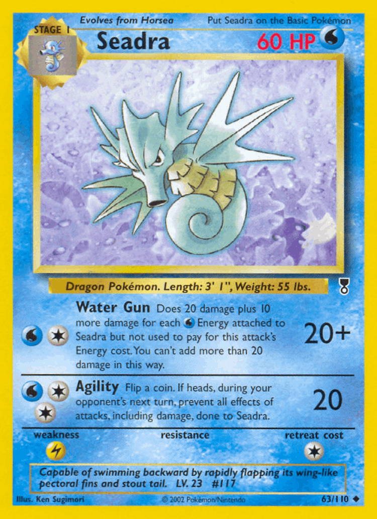 Seadra #63 from Legendary Collection - Uncommon - Illustrated by Ken Sugimori