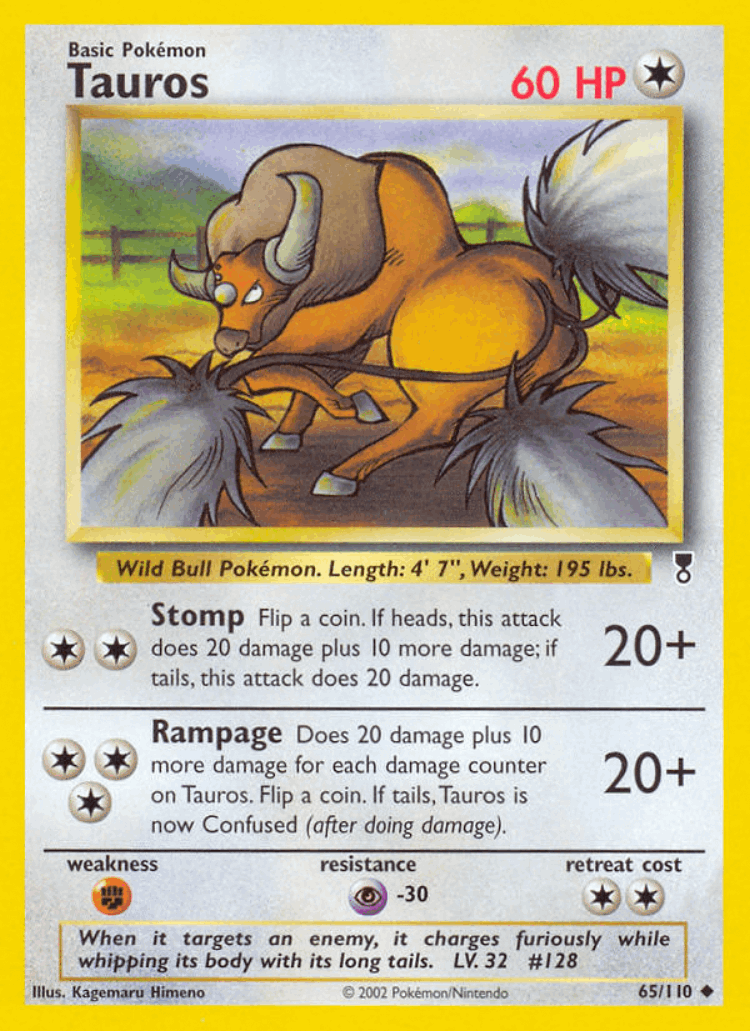 Tauros #65 from Legendary Collection - Uncommon - Illustrated by Kagemaru Himeno