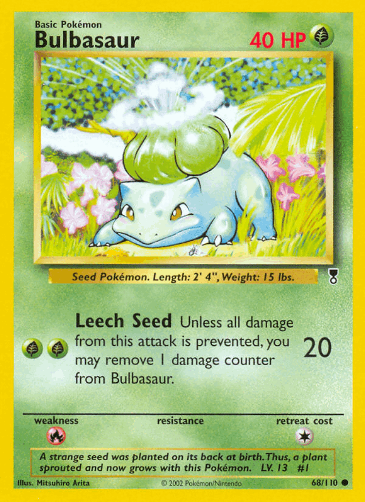 Bulbasaur #68 from Legendary Collection - Common - Illustrated by Mitsuhiro Arita