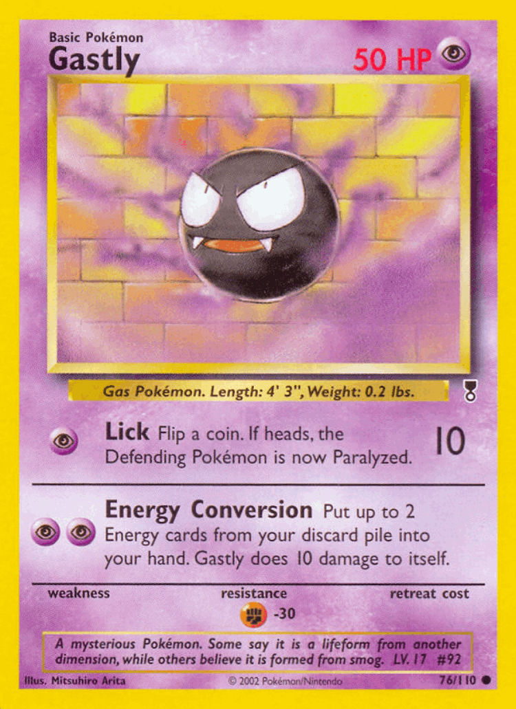 Gastly #76 from Legendary Collection - Common - Illustrated by Mitsuhiro Arita