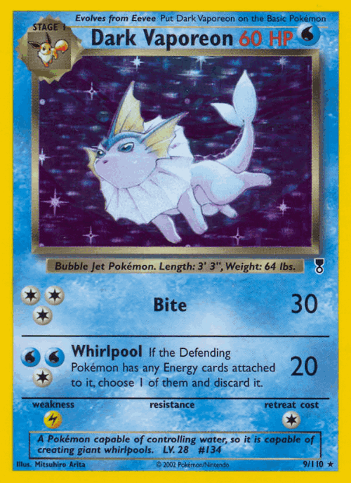 Dark Vaporeon Legendary Collection card