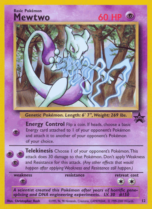 Mewtwo #12 from Wizards Black Star Promos - Promo - Illustrated by Christopher Rush